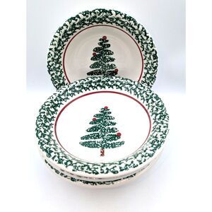 FURIO 4pc 8-inch BOWLS Sponge Christmas Tree Cereal Soup Made in Italy